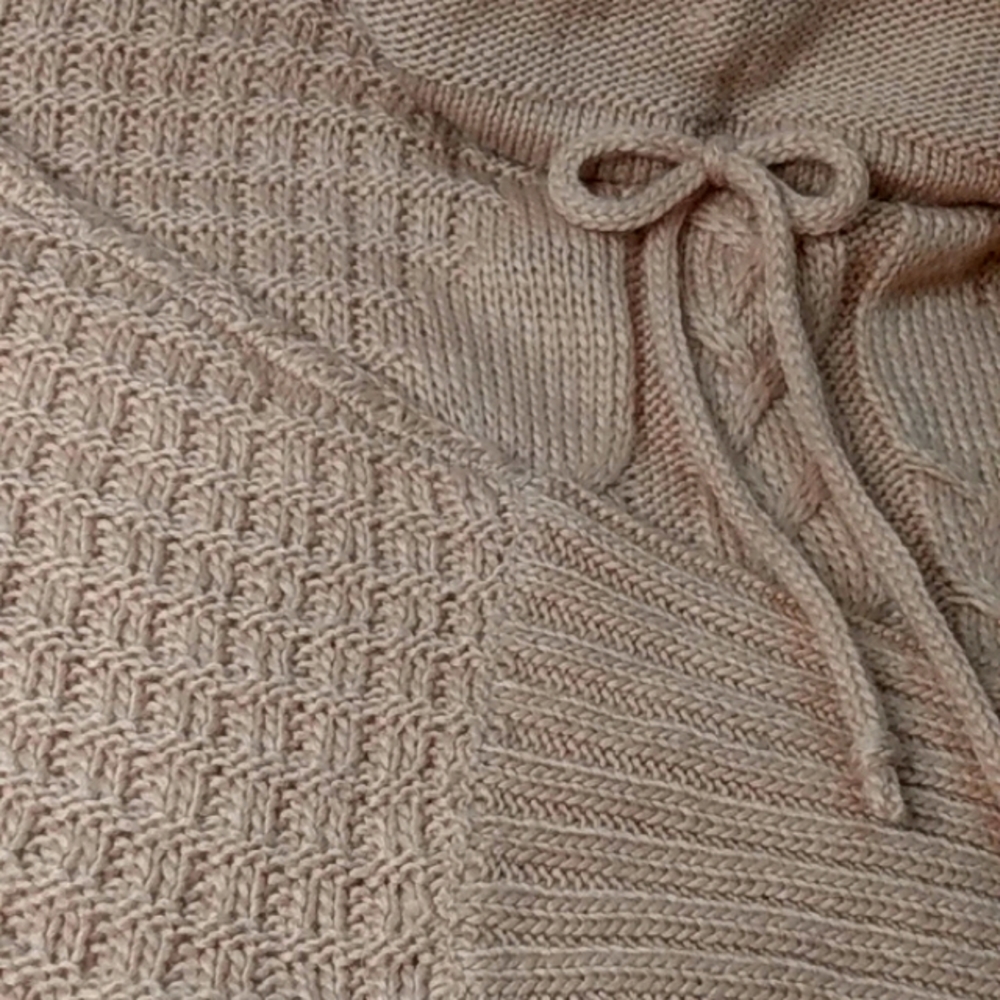 Ruby Moon Anthropologie pink wool blend slouchy cable knit dolman arm sweater M - Picture 4 of 10